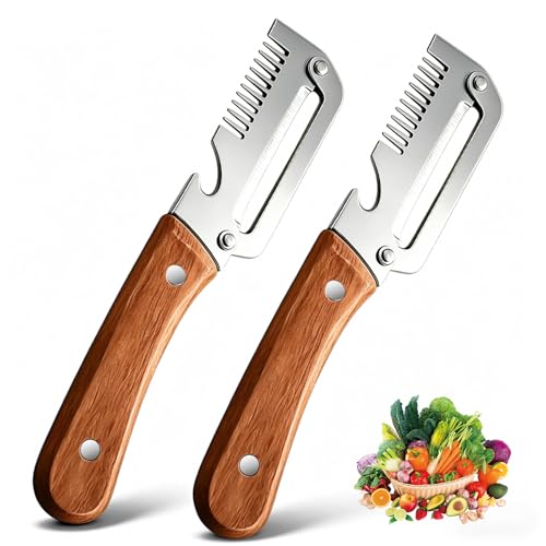 2 Pack Multifunctional Vegetable Peeler with Wooden Handle