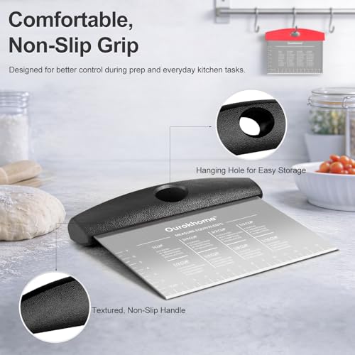 2 Pack Bench Scraper Dough Cutter (Red and black)