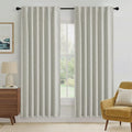 Greige 100% Blackout Linen Curtains 72 inches Long for Bedroom (Greige / 52"W x 72"L (Pack of 2))