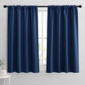 Small Window Curtains 45 inches Length for Kitchen Cafe Bathroom (Navy Blue / 42"W x 45"L (Pack of 2))