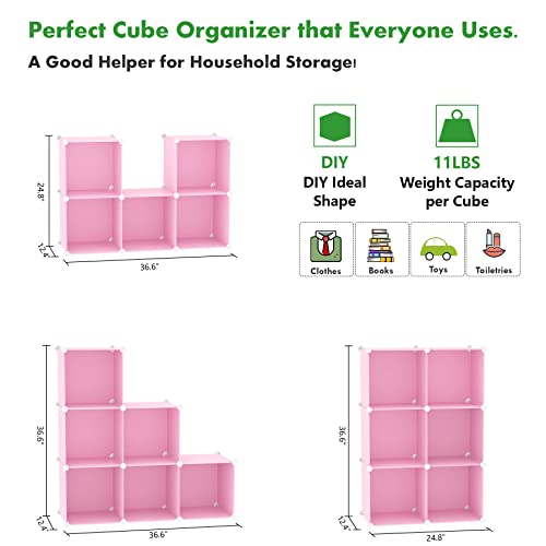 6 Cube Storage Organizer Cube Shelf Closet Storage Bookcase (Pink)
