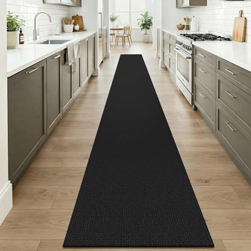 Black 2x20 Runners Rugs for Hallway (Black/Dark Grey / 2' x 20' (Runner))