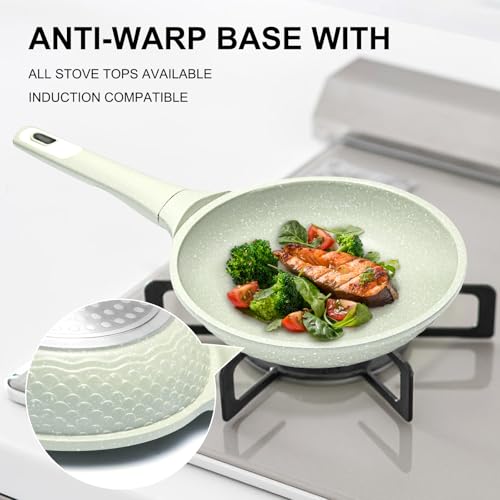 8 Inch Non Stick Frying Pan with Lid (Green-8 inch with Lid)