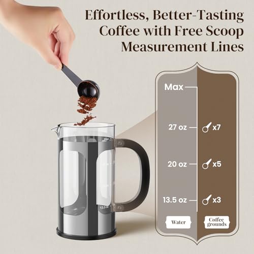French Press Coffee Maker (Silver / 34oz)