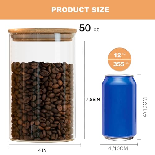 Glass Food Storage Jars 50oz [Set of 6]