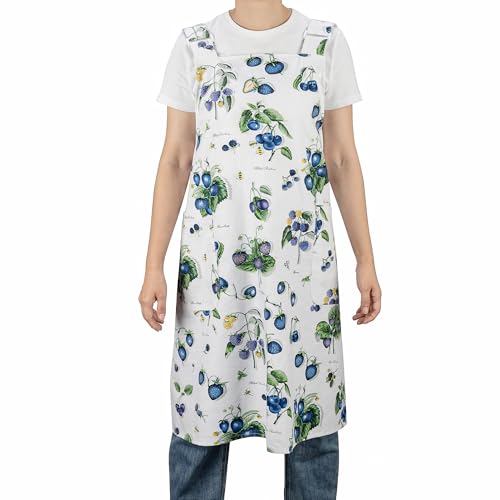 Apron Dress for Women with Pockets (Blueberry)