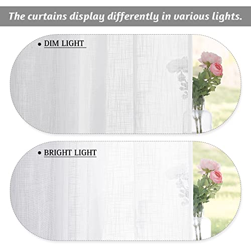 White Sheer Curtains for Living Room Patio Glass Door (White / 52"W x 95"L (Pack of 2))
