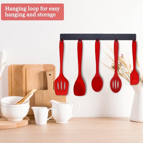 10 Pieces Silicone Cooking Utensils Set (10 Pieces / Red)
