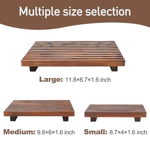 Kitchen Sink Tray for Bathroom Counter Decorative Wooden Riser Soap Holder (8.7x4 inch / Brown)