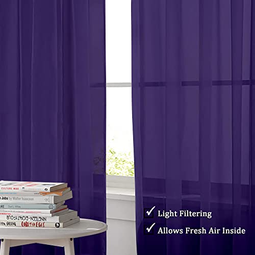 Purple Sheer Curtains 96 Inch Length (Purple / 42"W x 96"L (Pack of 2))