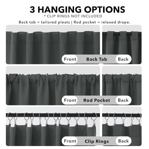 Blackout Curtains for Bedroom (Dark Grey / 42"W x 63"L (Pack of 2))