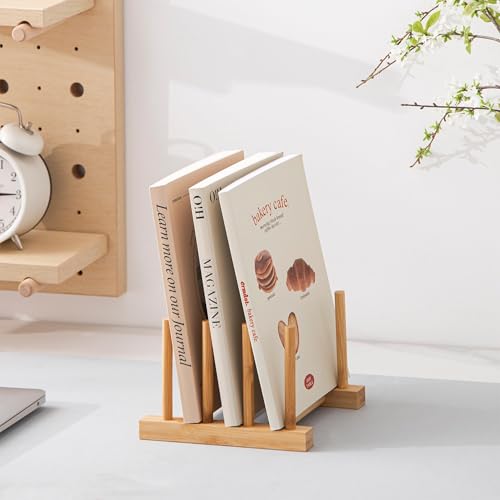 Bamboo Dish Plate Bowl Cup Book Pot Lid Cutting Board Drying Rack Stand Drainer Storage Holder Organizer Kitchen Cabinet（Keep Dry） (Bamboo 3 Slots 1pcs)