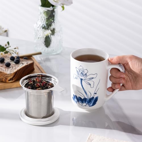Tea Cup With Infuser and Lid (Lotus)