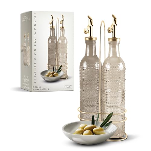 Glass Olive Oil Bottle Dispenser (Champagne Bubbles / Brown)