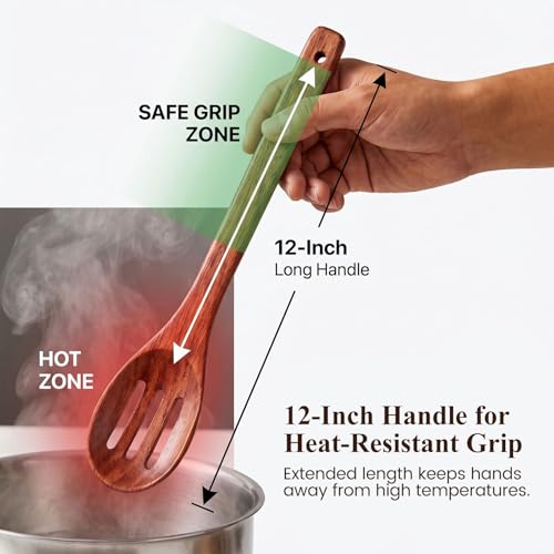 Wooden Spoons for Cooking (Wooden Spatula Spoon)