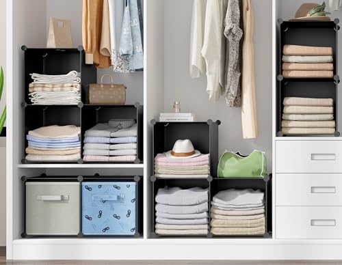 Stackble Cube Storage Organizer Modular Closet Organizers and Storage (Black / 11.8 x 11.8 x 11.8 Inch)