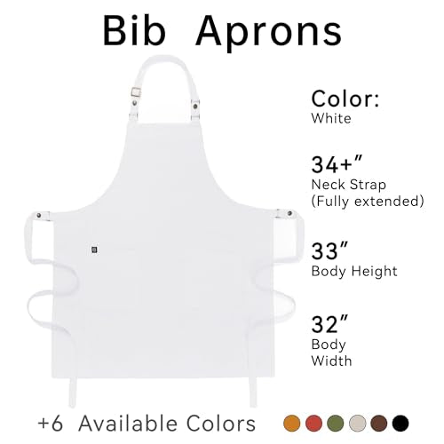 Chef Men Canvas Waterproof Apron Pocket 4251GB (1 Pack / White)