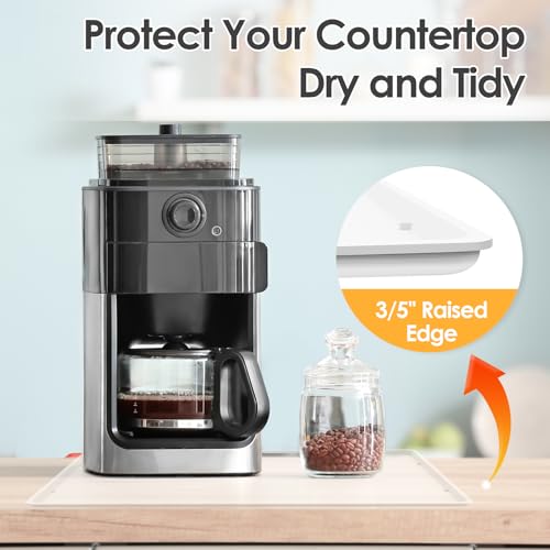 Silicone Coffee Maker Mat with Lip for Countertops (Translucent / 19.7'' x 15'')