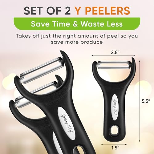 Set of 2 Stainless Steel Y Shaped Vegetable Peeler for Kitchen