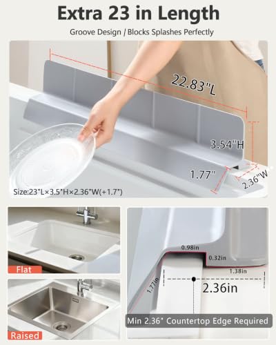 Kitchen Sink Splash Guard 23" 18" 30" Self (Gray / 23" x 3.5")