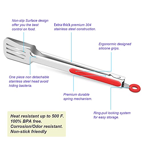 Kitchen & Grill Tongs Set of 2 (Red)