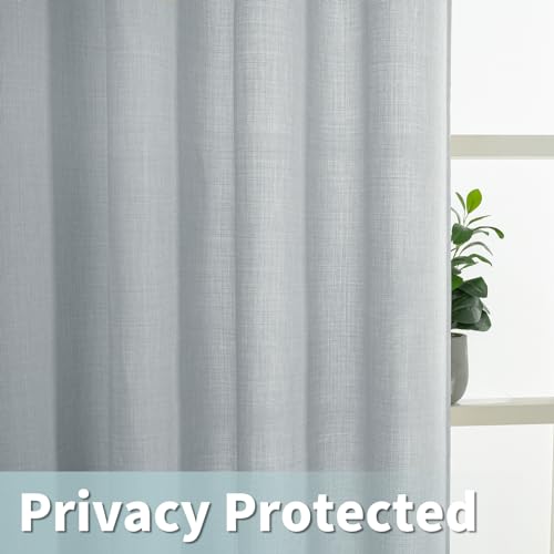 Haze Blue Linen Curtains 54 Inch Length for Bedroom 2 Panels (52"W x 54"L (Pack of 2) / Silver Grommet-haze Blue)
