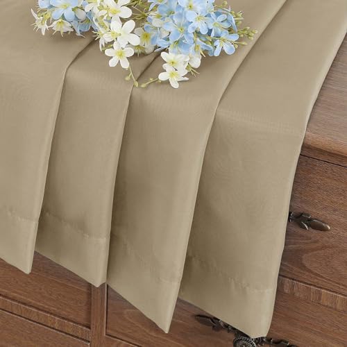Taupe Window Sheer Curtains 45 Inches Length (42"W x 45"L (Pack of 2) / Taupe)