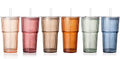 6PCS Ribbed Glass Cups with Lids and Straws (Colored-6)
