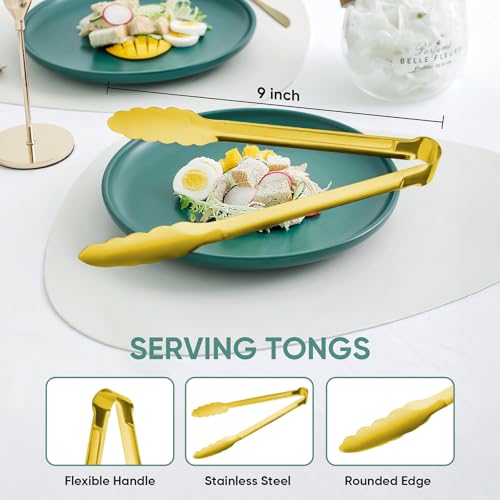 Gold Tongs for Serving Food (Gold / 9inch)