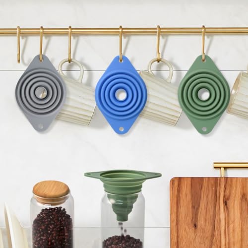 Kitchen Funnel Set 3 Pack (3 Pack-Blue,Green,Gray)