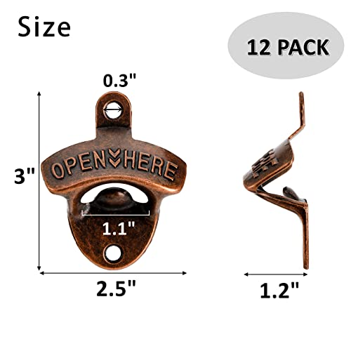 12 Piece Wall Mounted Vintage Metal Bottle Opener for Bar