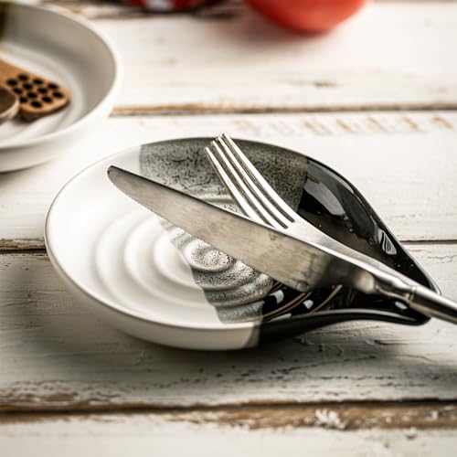 Large Ceramic Spoon Rest for Stove Top and Kitchen Counter (Gradient Black)