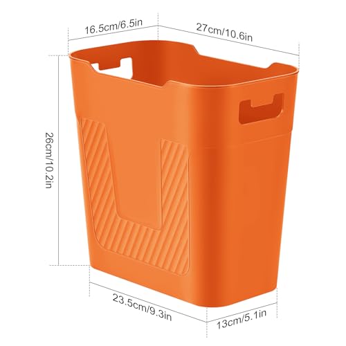 Small Orange Trash Can Wastebasket 2.2 Gallon Badroom Garbage Can (Orange)