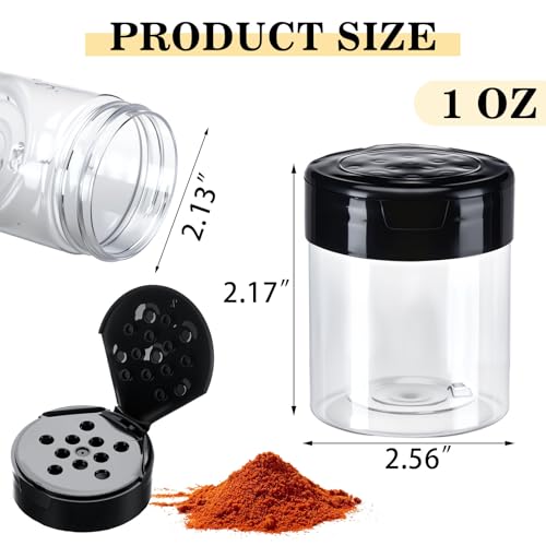 24 Pack 1 oz Plastic Spice Jars with Shaker Lids