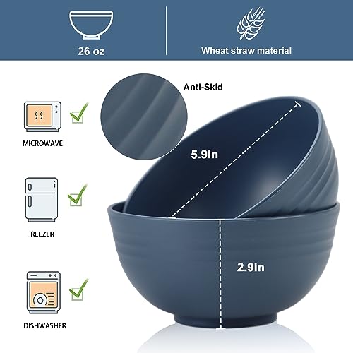 Wheat Straw Bowl Sets (26 oz / Navy Blue)