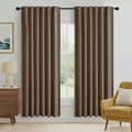 Brown 100% Blackout Linen Curtains 72 Inch Long for Bedroom (Brown / 52"W x 72"L (Pack of 2))