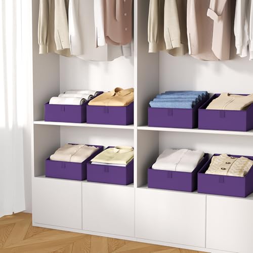 Closet Storage Bins 8 Pack (Purple / 8 Bins 11.4"x11.4"x7.8")