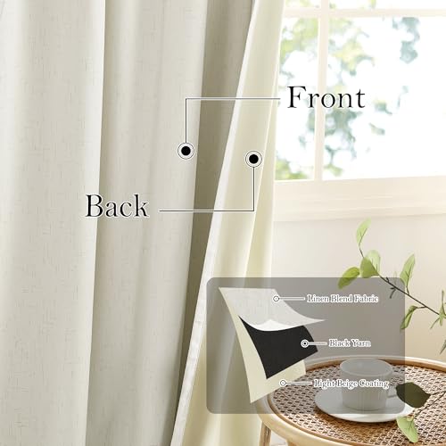 Cream White Linen Blackout Curtains (Z - Cream / 52"W x 84"L (Pack of 2))