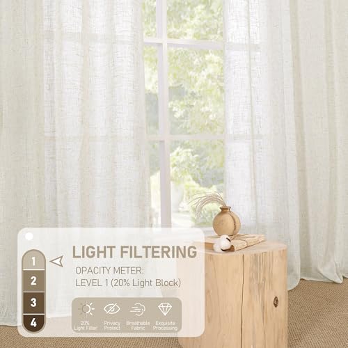 80 Inches Long Natural Linen Curtains for Living Room 2 Panels Set (52"W x 80"L (Pack of 2) / Natural)