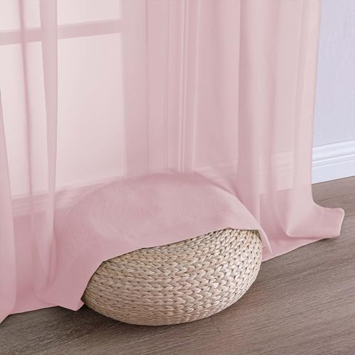 Blush Sheer Curtains 120 Inches Long 2 Panels Set (Blush / 59"W x 120"L (Pack of 2))