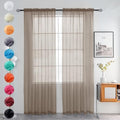 Solid Sheer Rod Pocket Curtain Voile Draperies 2 Panels White Beige Black Grey Ivory 52 Inch Width 108 Inch Long 1 Pair for Kitchen Bedroom Children Living Room Yard (Taupe / 52"W x 108"L (Pack of 2))