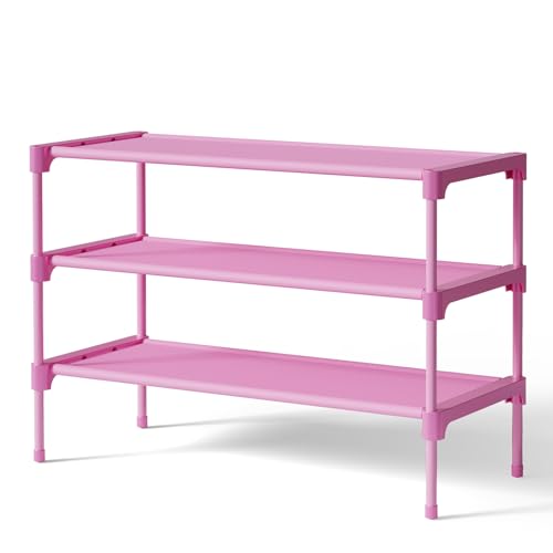Shoe Rack Non (Pink / 27.5" Wide - 3 Tier)