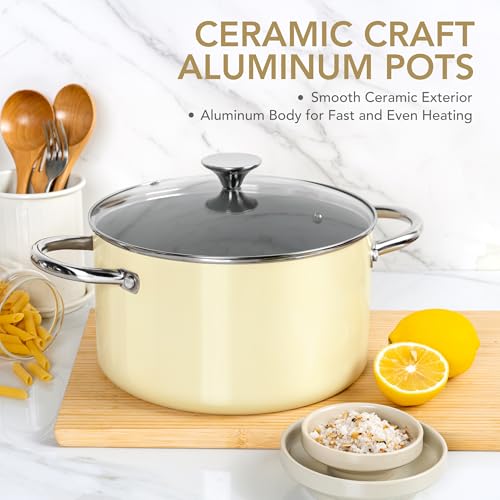 Stock Pot with Lid (Beige / 6 Quarts)