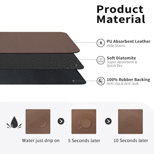 Dish Drying Mat for Kitchen Counter (Brown / 16" x 20")