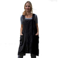 Women’s Pinafore Square Apron Baking Cooking Gardening Works Cross Back Cotton (3X-Large / Black)
