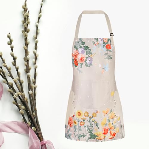 2 Pack Floral Aprons with Pocket (2pack #a)