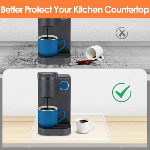 Silicone Coffee Maker Mat with Lip for Countertops 18.9''x11.8''Translucent (Translucent / 18.9'' x 11.8'')