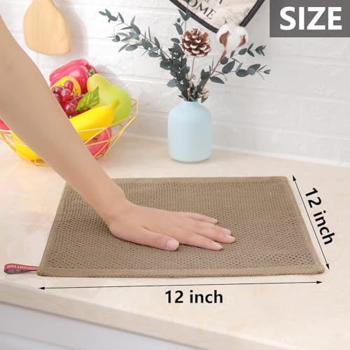 100% Cotton Waffle Weave Kitchen Dish Cloths 12 (Tan / 12 X 12 - 12 Pack)