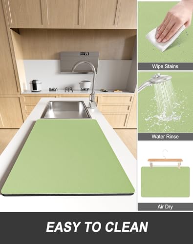 Dish Drying Mat for Kitchen Counter (A-green / 12" x 19")