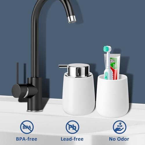 Soap Dispenser Ceramic with Easy (1 Pack / Silverwhite)